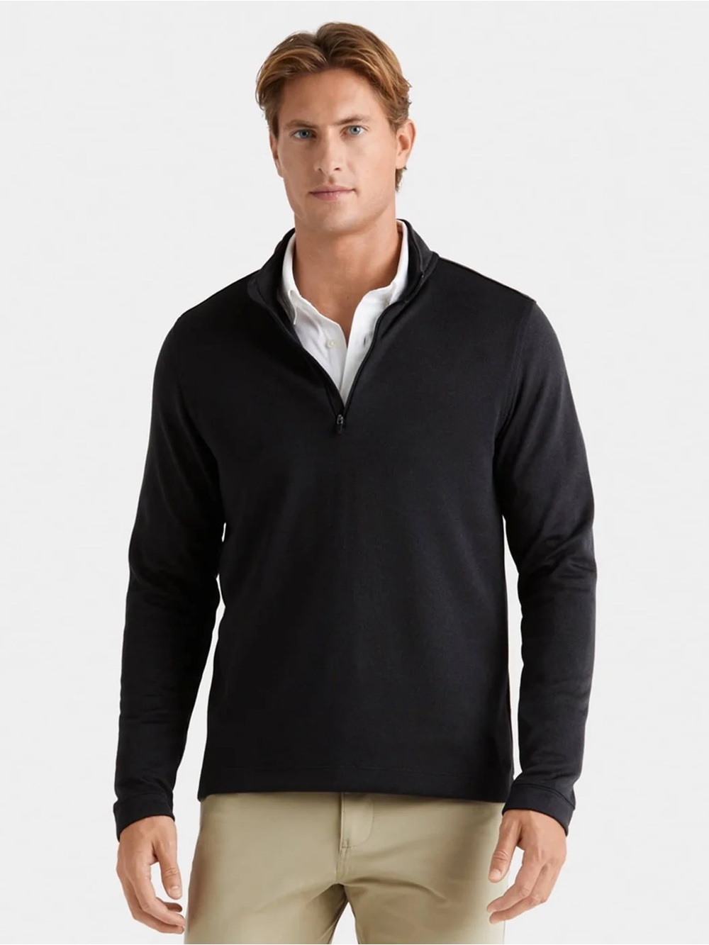 Rhone mens 2XL XXL black solid Commuter 1/4 zip pullover sweater EUC